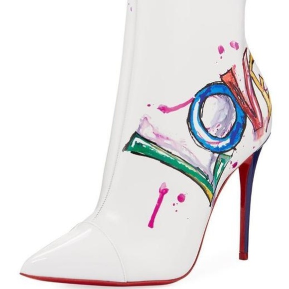 Christian Louboutin Shoes - Christian Louboutin White in Love Ankle Booties